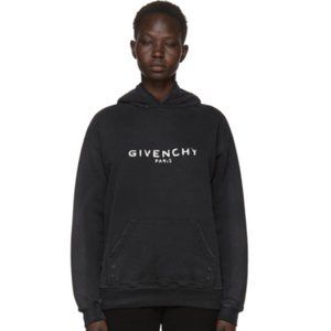 Givenchy Black Destroyed Logo Hoodie